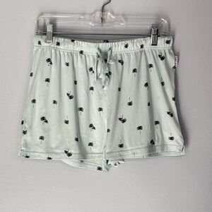 Rae Dunn Women's Blue Lounge Pajama Shorts Palm Trees Print PJ Pajamas Size L